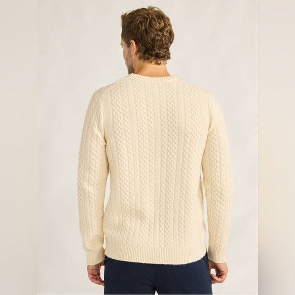 Free Assembly Men's Cream Cable Knit Fisherman Style Sweater Size Small - Picture 7 of 14
